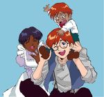  dark_skin eyes_closed family father_and_son fushigi_no_umi_no_nadia gainax glasses jean_roque_raltique mother_and_son nadia smile 