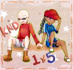  abigail_lincoln bald bike_shorts black_hair blush boots cartoon_network codename:_kids_next_door couple dark_skin hand_holding hat nigel_uno open_mouth shorts smile sunglasses 