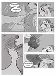  anthro bedroom big_breasts bovine breasts cattle chubby comic curtains donryu feline female fur hair hand interspecies kissing male mammal milf monochrome mother parent size_difference straight text tiger vex_(character) 