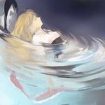  blonde_hair closed_eyes hat kayako_(tdxxxk) kirisame_marisa long_hair partially_submerged solo touhou water witch_hat 