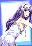  bare_shoulders blue_eyes blush breasts dress hairband long_hair lyrical_nanoha mahou_shoujo_lyrical_nanoha_strikers nipple_slip nipples open_mouth p2_shino small_breasts solo sundress tsukimura_suzuka untied 