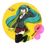  bad_id bad_pixiv_id character_name digital_media_player earbuds earphones green_eyes green_hair hair_ribbon hatsune_miku ipod long_hair open_mouth ribbon skirt solo ten_(lu2948d) thighhighs twintails very_long_hair vocaloid 