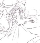  hakurei_reimu kayako_(tdxxxk) long_hair looking_at_viewer monochrome solo touhou very_long_hair 