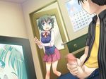  1girl censored famima glasses kannazuki_genshi male_masturbation masturbation morikawa_miharu penis source_request walk-in 