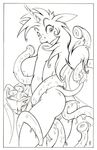  alex_spastic book breasts butt equine female horn humor line_art looking_back mammal monochrome nipples nude pussy tentacles uncolored unicorn 