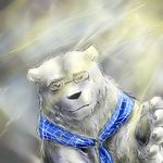  eyewear glasses laohu male mammal polar_bear scarf shirokuma shirokuma_cafe 