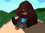  canine feral fox hug jaxx_(mrfurry) male mammal mrfurry mrfurry_(artist) obese overweight size_difference tug_(brother_bear) 