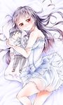  airi_(megumi0216) black_hair dakimakura_(object) dress gokou_ruri kousaka_kyousuke long_hair lying ore_no_imouto_ga_konna_ni_kawaii_wake_ga_nai pillow red_eyes strap_slip 