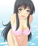  bikini black_hair breasts cleavage flower green_eyes hair_flower hair_ornament huge_breasts long_hair saten_ruiko smile solo swimsuit teya_(oppai_guild_boshuuchuu) to_aru_kagaku_no_railgun to_aru_majutsu_no_index 