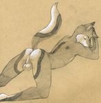  arched_back balls canine eyes_closed male mammal nude presenting raised_tail solo tush wolf 