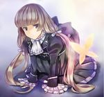  all_fours alternate_hairstyle ascot bad_id bad_pixiv_id bangs blonde_hair blunt_bangs bug butterfly dress frills gosick gothic_lolita insect lolita_fashion long_hair long_sleeves parted_lips solo tooda_riko tsurime twintails very_long_hair victorica_de_blois 