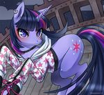  clothing collar cutie_mark ear_piercing equine female feral friendship_is_magic fur hair hoodie horn horse looking_at_viewer makeup mammal multi-colored_hair my_little_pony piercing purple_eyes purple_fur purple_hair racoon-kun shoes solo twilight_sparkle_(mlp) two_tone_hair unicorn 