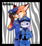  1boy 1girl fox furry inumimi_moeta judy_hopps nick_wilde police police_oufit police_uniform rabbit uniform zootopia 