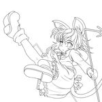  animal_ears dowsing_rod greyscale ishikkoro lineart monochrome mouse_ears mouse_tail nazrin short_hair solo tail touhou 