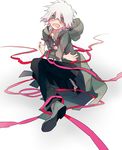  4_(nakajima4423) blush crazy_eyes danganronpa grey_eyes jacket komaeda_nagito male_focus open_mouth red_ribbon ribbon saliva solo spoilers super_danganronpa_2 wavy_mouth white_hair 