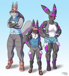  cari child cub eeveelution female hybrid impious luc lucario male muscles muscular_female nintendo orange_eyes pok&#233;mon pok&eacute;mon red_eyes straight umbreon video_games young 