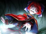  cape dutch_angle headless naminori nukekubi outstretched_arm red_eyes red_hair sekibanki short_hair solo touhou 