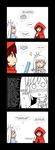  4koma cape cloak comic english food from_side highres hood hooded_cloak indirect_kiss long_hair long_sleeves lunarisaileron multiple_girls ponytail popsicle red_hair red_hood ruby_rose rwby short_hair simple_background speech_bubble talking text_focus upper_body weiss_schnee white_background white_hair 