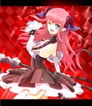  bad_id bad_pixiv_id blue_eyes claws detached_sleeves dress elizabeth_bathory_(fate) elizabeth_bathory_(fate)_(all) fang fate/extra fate/extra_ccc fate_(series) horns long_hair one_eye_closed pink_hair pointy_ears seohatchi solo tail two_side_up 