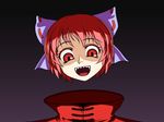  agluna disembodied_head head nukekubi red_eyes red_hair sekibanki sharp_teeth short_hair smile solo teeth touhou 