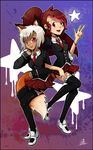  anthro canine clothed clothing cute duo fox human liea mammal red_eyes smile 