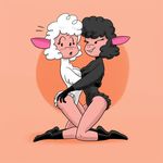  black_fur black_leggy_sheep blush butt butt_grab caprine carelessdoodler droopy duo embarrassed female fur grope kneeling leggy_lamb lesbian mammal peggy_lamb sheep sheep_wrecked simple_background unknown_artist white_fur 