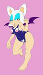  bat big_breasts breasts female green_eyes mammal nipples one-piece_swimsuit pink_background plain_background rouge_the_bat sega solo sonic_(series) sonic_team sonicboom53 swimsuit wings 