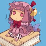  :&lt; book chibi hat long_hair mota patchouli_knowledge purple_hair ribbon solo touhou very_long_hair 