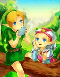  1girl blonde_hair blue_eyes couple dress hetero instrument link muse_(rainforest) ocarina pointy_ears princess_zelda the_legend_of_zelda the_legend_of_zelda:_ocarina_of_time young_link young_zelda younger 