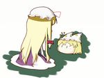  bad_id bad_pixiv_id blonde_hair hat head long_sleeves multiple_girls pillow_hat short_hair shyu-indigo tassel touhou white_background yakumo_ran yakumo_yukari 