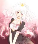  aiki breasts cleavage crown long_hair medium_breasts original pink_eyes pink_hair princess solo traditional_media 