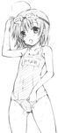  ahoge goggles greyscale hayashi_ichirou last_order monochrome one-piece_swimsuit school_swimsuit short_hair sketch solo swimsuit to_aru_majutsu_no_index wet 