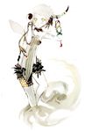  albino flower horns okama original solo white_hair 