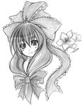  eku flower front_ponytail greyscale kagiyama_hina monochrome solo touhou traditional_media 