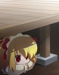  blonde_hair chibi hairband hiding lying oka_(bananashoe) red_eyes solo sunny_milk touhou veranda 