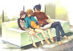  2boys barefoot book chrome_dokuro feet katekyo_hitman_reborn! multiple_boys natsume_(1-pico) rokudou_mukuro sawada_tsunayoshi sleeping 