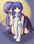  blue_hair furude_rika hanyuu higurashi_no_naku_koro_ni horns iiru multiple_girls non-web_source purple_hair thighhighs 