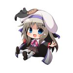  aqua_eyes bad_id bad_pixiv_id blue_eyes bow buttons cape chibi hat little_busters! long_hair noumi_kudryavka pink_bow ribbon rokushou_kokuu silver_hair solo thighhighs 