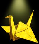  lowres no_humans origami paper_crane shiny sparkle yellow 