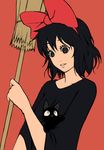  animal bad_id bad_pixiv_id black_cat black_eyes black_hair bow broom cat hair_bow hairband jiji_(majo_no_takkyuubin) kiki majo_no_takkyuubin short_hair yuuji_(and) 