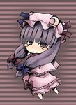  bad_id bad_pixiv_id chibi crescent dancho_(dancyo) hair_ribbon hat long_hair patchouli_knowledge purple_eyes purple_hair ribbon solo touhou 