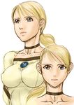  bad_id bad_pixiv_id blonde_hair blouse blue_eyes breasts brooch choker covered_nipples demento doku_sasori fiona_belli impossible_clothes impossible_shirt jewelry large_breasts ponytail see-through shirt 