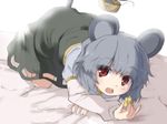  animal_ears basket cheese food grey_hair h@ll mouse mouse_ears mouse_tail nazrin red_eyes solo tail touhou 