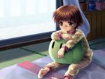  barefoot brown_eyes brown_hair child clannad dango_daikazoku mutsuki_(moonknives) okazaki_ushio pajamas short_hair sleepwear solo 