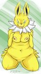  anthro big_breasts breasts chubby eeveelution female jolteon nintendo overweight pok&#233;mon porkyman pussy ratbutts solo video_games 