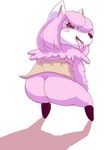  &#12408;&#12403;&#12385;&#12419;&#12435; alpaca animal_crossing blush butt female looking_at_viewer nintendo open_mouth plain_background presenting presenting_hindquarters reese reese_(animal_crossing) solo tongue tongue_out video_games 