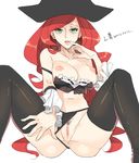  bad_id bad_pixiv_id bare_shoulders breasts breasts_outside cleavage cleft_of_venus clitoris clothes_down collarbone come_hither crop_top green_eyes hand_to_own_mouth hat l102016695 large_breasts league_of_legends lips long_hair looking_at_viewer midriff nipples panties panties_aside pirate_hat presenting puffy_nipples pussy red_hair sarah_fortune sitting solo spread_legs thighhighs thighs underwear wavy_hair 