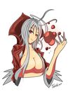  1girl blood breasts covering grey_hair highres large_breasts league_of_legends long_hair red_eyes rule_63 solo torahime_(artist) torahime_(roland00) vladimir 
