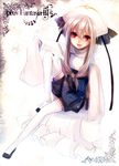  bad_id bad_pixiv_id dress hat long_hair long_sleeves pixiv_fantasia pixiv_fantasia_3 red_eyes ribbon shimakoma solo thighhighs white_hair 