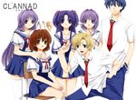  4girls bad_id bad_pixiv_id clannad fujibayashi_kyou fujibayashi_ryou furukawa_nagisa hikarizaka_private_high_school_uniform ichinose_kotomi multiple_boys multiple_girls okazaki_tomoya school_uniform shiroshiro siblings sisters sunohara_youhei twins 